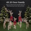 image:imageBest Choice Products 4ft 3Piece 2D Lighted Christmas Deer Family Set Large Outdoor Yard Reindeer Holiday Decoration with 175 LED Lights Stakes Zip Ties  GoldRattan