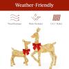 image:imageBest Choice Products 4ft 3Piece 2D Lighted Christmas Deer Family Set Large Outdoor Yard Reindeer Holiday Decoration with 175 LED Lights Stakes Zip Ties  GoldGold