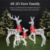 image:imageBest Choice Products 4ft 3Piece 2D Lighted Christmas Deer Family Set Large Outdoor Yard Reindeer Holiday Decoration with 175 LED Lights Stakes Zip Ties  GoldIridescent