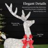 image:imageBest Choice Products 4ft 3Piece 2D Lighted Christmas Deer Family Set Large Outdoor Yard Reindeer Holiday Decoration with 175 LED Lights Stakes Zip Ties  GoldSilver