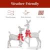 image:imageBest Choice Products 4ft 3Piece 2D Lighted Christmas Deer Family Set Large Outdoor Yard Reindeer Holiday Decoration with 175 LED Lights Stakes Zip Ties  GoldSilver