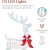 image:imageBest Choice Products 4ft 3Piece 2D Lighted Christmas Deer Family Set Large Outdoor Yard Reindeer Holiday Decoration with 175 LED Lights Stakes Zip Ties  GoldIridescent