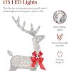 image:imageBest Choice Products 4ft 3Piece 2D Lighted Christmas Deer Family Set Large Outdoor Yard Reindeer Holiday Decoration with 175 LED Lights Stakes Zip Ties  GoldSilver