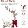 image:imageBest Choice Products 4ft 3Piece 2D Lighted Christmas Deer Family Set Large Outdoor Yard Reindeer Holiday Decoration with 175 LED Lights Stakes Zip Ties  GoldRattan