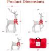 image:imageBest Choice Products 4ft 3Piece 2D Lighted Christmas Deer Family Set Large Outdoor Yard Reindeer Holiday Decoration with 175 LED Lights Stakes Zip Ties  GoldSilver