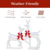 image:imageBest Choice Products 4ft 3Piece 2D Lighted Christmas Deer Family Set Large Outdoor Yard Reindeer Holiday Decoration with 175 LED Lights Stakes Zip Ties  GoldIridescent