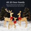 image:imageBest Choice Products 4ft 3Piece 2D Lighted Christmas Deer Family Set Large Outdoor Yard Reindeer Holiday Decoration with 175 LED Lights Stakes Zip Ties  GoldGold