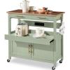 image:imageBest Choice Products 36in Large Rolling Kitchen Island Cart 2Door Cabinet 2 Drawers PullOut Shelf Power Outlet Hooks amp Swivel Lockable Wheels  Forest GreenPistachio Green
