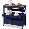 image:imageBest Choice Products 36in Large Rolling Kitchen Island Cart 2Door Cabinet 2 Drawers PullOut Shelf Power Outlet Hooks amp Swivel Lockable Wheels  Forest GreenMidnight Blue