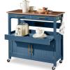 image:imageBest Choice Products 36in Large Rolling Kitchen Island Cart 2Door Cabinet 2 Drawers PullOut Shelf Power Outlet Hooks amp Swivel Lockable Wheels  Forest GreenSlate Blue