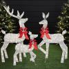 image:imageBest Choice Products 4ft 3Piece 2D Lighted Christmas Deer Family Set Large Outdoor Yard Reindeer Holiday Decoration with 175 LED Lights Stakes Zip Ties  GoldSilver
