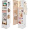 image:imageBest Choice Products 360 Rotating Storage Mirror wGold Metal Frame Swivel Jewelry Armoire wFullLength Mirror Storage Tower wCube Shelves BuiltIn Jewelry Organizer amp Hooks  Gold