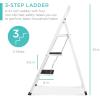 image:imageBest Choice Products 3 Step Ladder Folding Sturdy Lightweight Portable Step Stool for Kitchen Bedroom Home wNonSlip Rubber Feet Padded Platforms Pads 330lb Capacity  White3Step