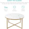 image:imageBest Choice Products 36in Faux Marble Accent Table Modern End Table Large Coffee Table Home Decor for Living Room Dining Room Tea Coffee wMetal Frame Foot Caps Designer  WhiteGoldWhiteBronze Gold