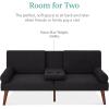 image:imageBest Choice Products MidCentury Modern Upholstered Futon Convertible Folding Sofa Bed Small Couch wRounded Armrests 2 Cupholders  BlackBlack