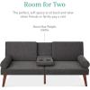 image:imageBest Choice Products MidCentury Modern Upholstered Futon Convertible Folding Sofa Bed Small Couch wRounded Armrests 2 Cupholders  BlackCharcoal