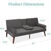 image:imageBest Choice Products MidCentury Modern Upholstered Futon Convertible Folding Sofa Bed Small Couch wRounded Armrests 2 Cupholders  BlackCharcoal