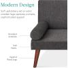 image:imageBest Choice Products MidCentury Modern Upholstered Futon Convertible Folding Sofa Bed Small Couch wRounded Armrests 2 Cupholders  BlackCharcoal