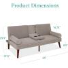 image:imageBest Choice Products MidCentury Modern Upholstered Futon Convertible Folding Sofa Bed Small Couch wRounded Armrests 2 Cupholders  BlackGrey