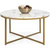 image:imageBest Choice Products 36in Faux Marble Accent Table Modern End Table Large Coffee Table Home Decor for Living Room Dining Room Tea Coffee wMetal Frame Foot Caps Designer  WhiteGoldWhiteBronze Gold
