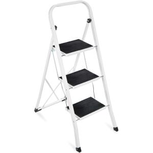 image:imageBest Choice Products 3 Step Ladder Folding Sturdy Lightweight Portable Step Stool for Kitchen Bedroom Home wNonSlip Rubber Feet Padded Platforms Pads 330lb Capacity  White3Step