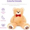 image:imageBest Choice Products 35in Giant Super Soft Plush Cuddly Teddy Bear Stuffed Animal Toy for Bedroom Kids Playroom wBow Tie Footprints  BrownBrown