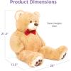 image:imageBest Choice Products 35in Giant Super Soft Plush Cuddly Teddy Bear Stuffed Animal Toy for Bedroom Kids Playroom wBow Tie Footprints  BrownBrown