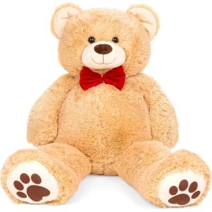 image:imageBest Choice Products 35in Giant Super Soft Plush Cuddly Teddy Bear Stuffed Animal Toy for Bedroom Kids Playroom wBow Tie Footprints  BrownBrown