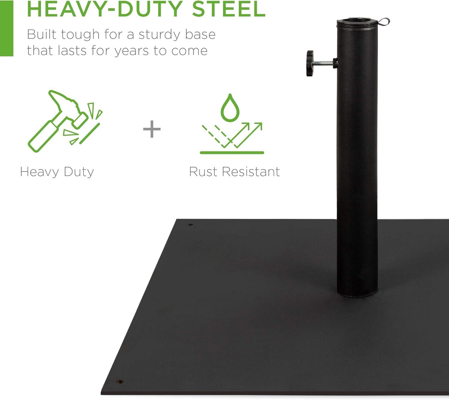 image:imageBest Choice Products 385lb Steel Umbrella Base Square Weighted Patio Stand for Outdoor Backyard Market Umbrellas Sun Shade wTightening Knob and Anchor Holes  Black