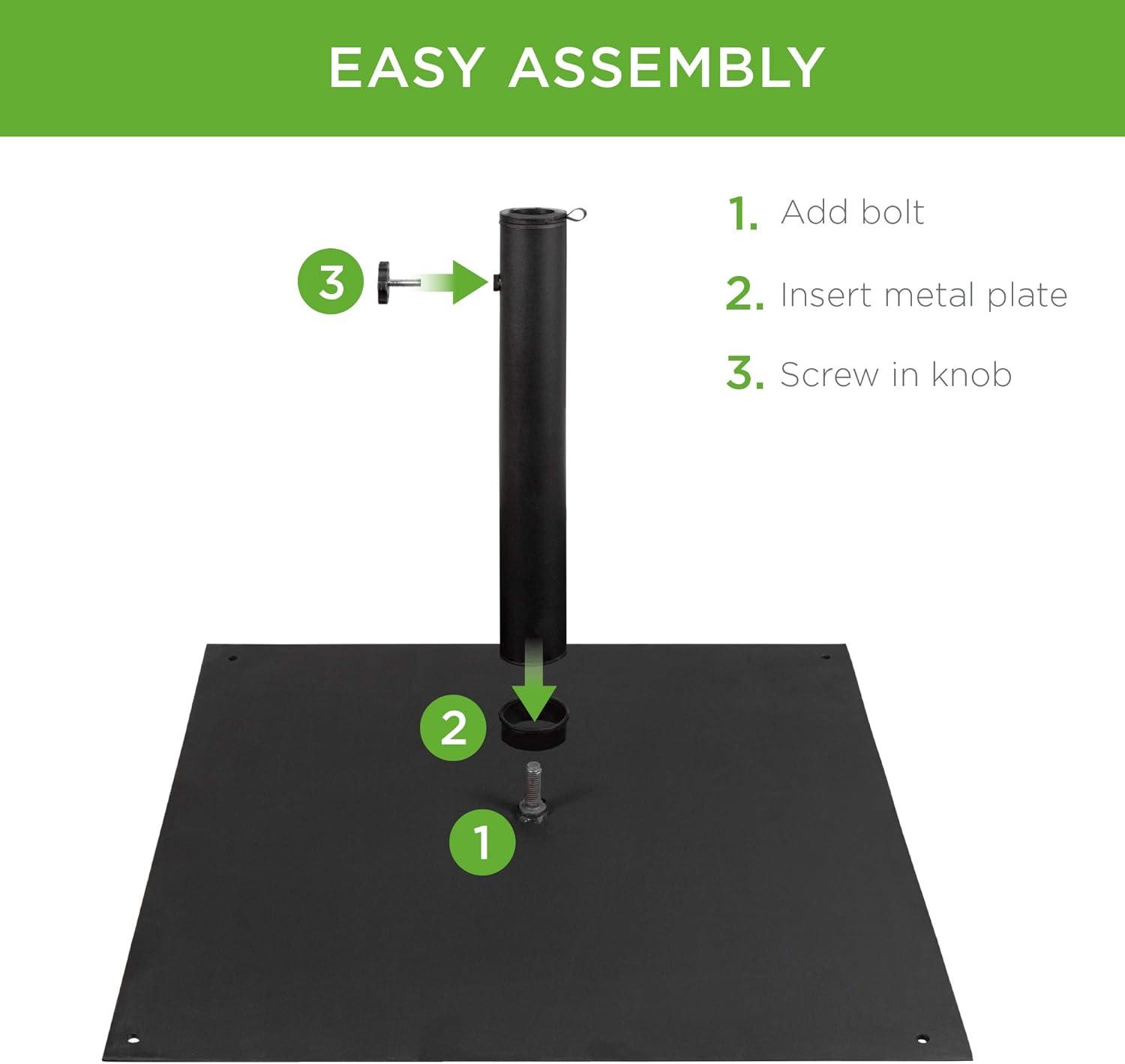 image:imageBest Choice Products 385lb Steel Umbrella Base Square Weighted Patio Stand for Outdoor Backyard Market Umbrellas Sun Shade wTightening Knob and Anchor Holes  Black