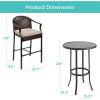 image:imageBest Choice Products 3Piece Patio Bar Table Set Outdoor Wicker Bar Height Bistro Furniture for Backyard Poolside Balcony wBarstools Cushions Steel Frame  BrownBeigeBrownBeige