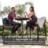image:imageBest Choice Products 3Piece Patio Bar Table Set Outdoor Wicker Bar Height Bistro Furniture for Backyard Poolside Balcony wBarstools Cushions Steel Frame  BrownBeigeBrownRed