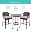 image:imageBest Choice Products 3Piece Patio Bar Table Set Outdoor Wicker Bar Height Bistro Furniture for Backyard Poolside Balcony wBarstools Cushions Steel Frame  BrownBeigeBrownBeige
