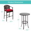 image:imageBest Choice Products 3Piece Patio Bar Table Set Outdoor Wicker Bar Height Bistro Furniture for Backyard Poolside Balcony wBarstools Cushions Steel Frame  BrownBeigeBrownRed