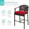 image:imageBest Choice Products 3Piece Patio Bar Table Set Outdoor Wicker Bar Height Bistro Furniture for Backyard Poolside Balcony wBarstools Cushions Steel Frame  BrownBeigeBrownRed