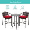 image:imageBest Choice Products 3Piece Patio Bar Table Set Outdoor Wicker Bar Height Bistro Furniture for Backyard Poolside Balcony wBarstools Cushions Steel Frame  BrownBeigeBrownRed