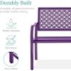 image:imageBest Choice Products Outdoor Bench 2Person Metal Steel Benches Furniture for Garden Patio Porch Entryway wGeometric Backrest 790lb Capacity  BlackDark Purple