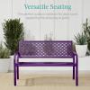 image:imageBest Choice Products Outdoor Bench 2Person Metal Steel Benches Furniture for Garden Patio Porch Entryway wGeometric Backrest 790lb Capacity  BlackDark Purple