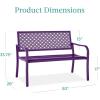 image:imageBest Choice Products Outdoor Bench 2Person Metal Steel Benches Furniture for Garden Patio Porch Entryway wGeometric Backrest 790lb Capacity  BlackDark Purple