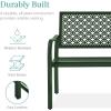 image:imageBest Choice Products Outdoor Bench 2Person Metal Steel Benches Furniture for Garden Patio Porch Entryway wGeometric Backrest 790lb Capacity  BlackDark Green