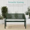 image:imageBest Choice Products Outdoor Bench 2Person Metal Steel Benches Furniture for Garden Patio Porch Entryway wGeometric Backrest 790lb Capacity  BlackDark Green
