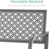 image:imageBest Choice Products Outdoor Bench 2Person Metal Steel Benches Furniture for Garden Patio Porch Entryway wGeometric Backrest 790lb Capacity  BlackGrey