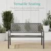 image:imageBest Choice Products Outdoor Bench 2Person Metal Steel Benches Furniture for Garden Patio Porch Entryway wGeometric Backrest 790lb Capacity  BlackGrey