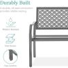 image:imageBest Choice Products Outdoor Bench 2Person Metal Steel Benches Furniture for Garden Patio Porch Entryway wGeometric Backrest 790lb Capacity  BlackGrey