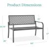 image:imageBest Choice Products Outdoor Bench 2Person Metal Steel Benches Furniture for Garden Patio Porch Entryway wGeometric Backrest 790lb Capacity  BlackGrey