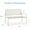 image:imageBest Choice Products Outdoor Bench 2Person Metal Steel Benches Furniture for Garden Patio Porch Entryway wGeometric Backrest 790lb Capacity  BlackIvory