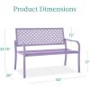 image:imageBest Choice Products Outdoor Bench 2Person Metal Steel Benches Furniture for Garden Patio Porch Entryway wGeometric Backrest 790lb Capacity  BlackLavender