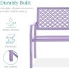 image:imageBest Choice Products Outdoor Bench 2Person Metal Steel Benches Furniture for Garden Patio Porch Entryway wGeometric Backrest 790lb Capacity  BlackLavender