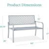 image:imageBest Choice Products Outdoor Bench 2Person Metal Steel Benches Furniture for Garden Patio Porch Entryway wGeometric Backrest 790lb Capacity  BlackLight Gray