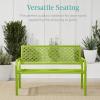 image:imageBest Choice Products Outdoor Bench 2Person Metal Steel Benches Furniture for Garden Patio Porch Entryway wGeometric Backrest 790lb Capacity  BlackLime Green